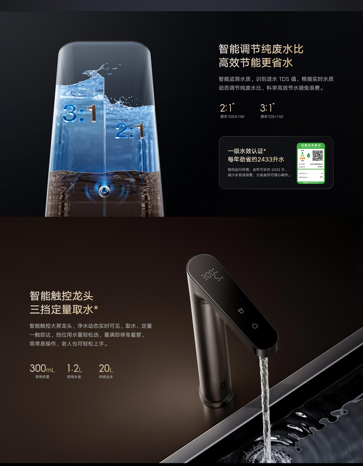 カートリッジ、Xiaomi Xiaozhiと互換性あり、小型浄水器家庭用 