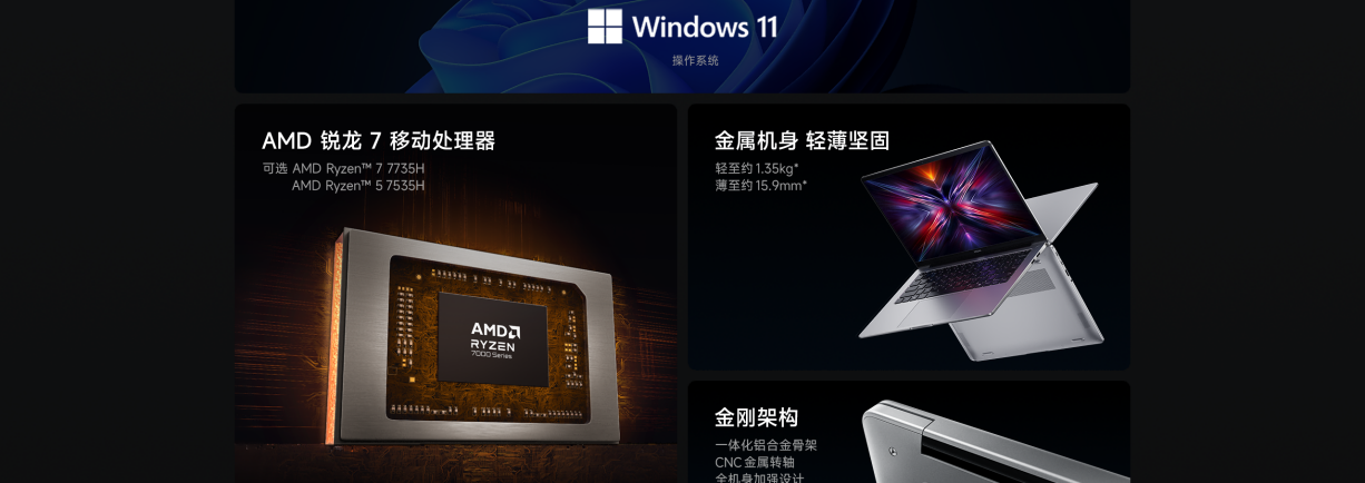 XIAOMI/小米笔记本电脑 REDMI Book 14 锐龙版 R5-7535H/16GB/512GB轻薄办公笔记本插图2