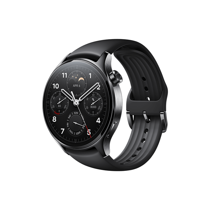 小米手表 S1 Pro 黑色不锈钢表壳（黑色氟橡胶表带） 预览图